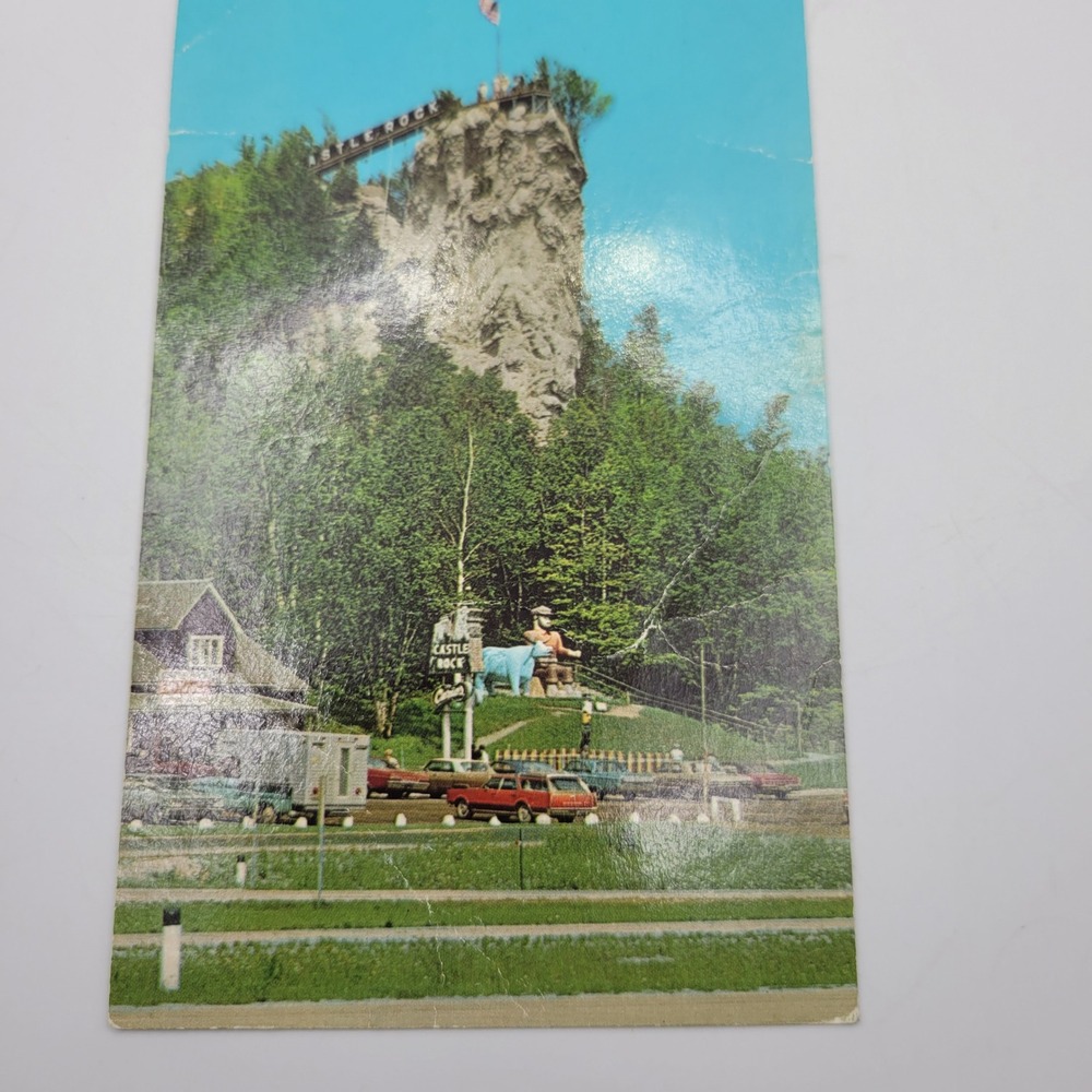 Vintage Paul Bunyan and Babe the Blue Ox Castle Rock St Ignace Michigan Postcard
